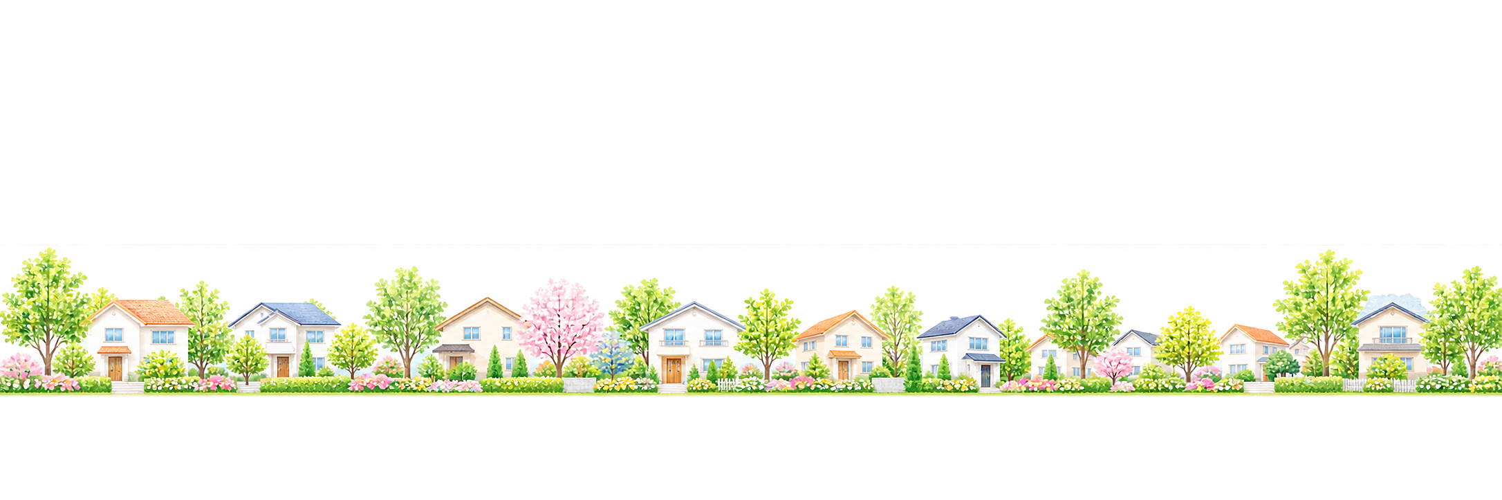 明るい家並み（AI／CG）